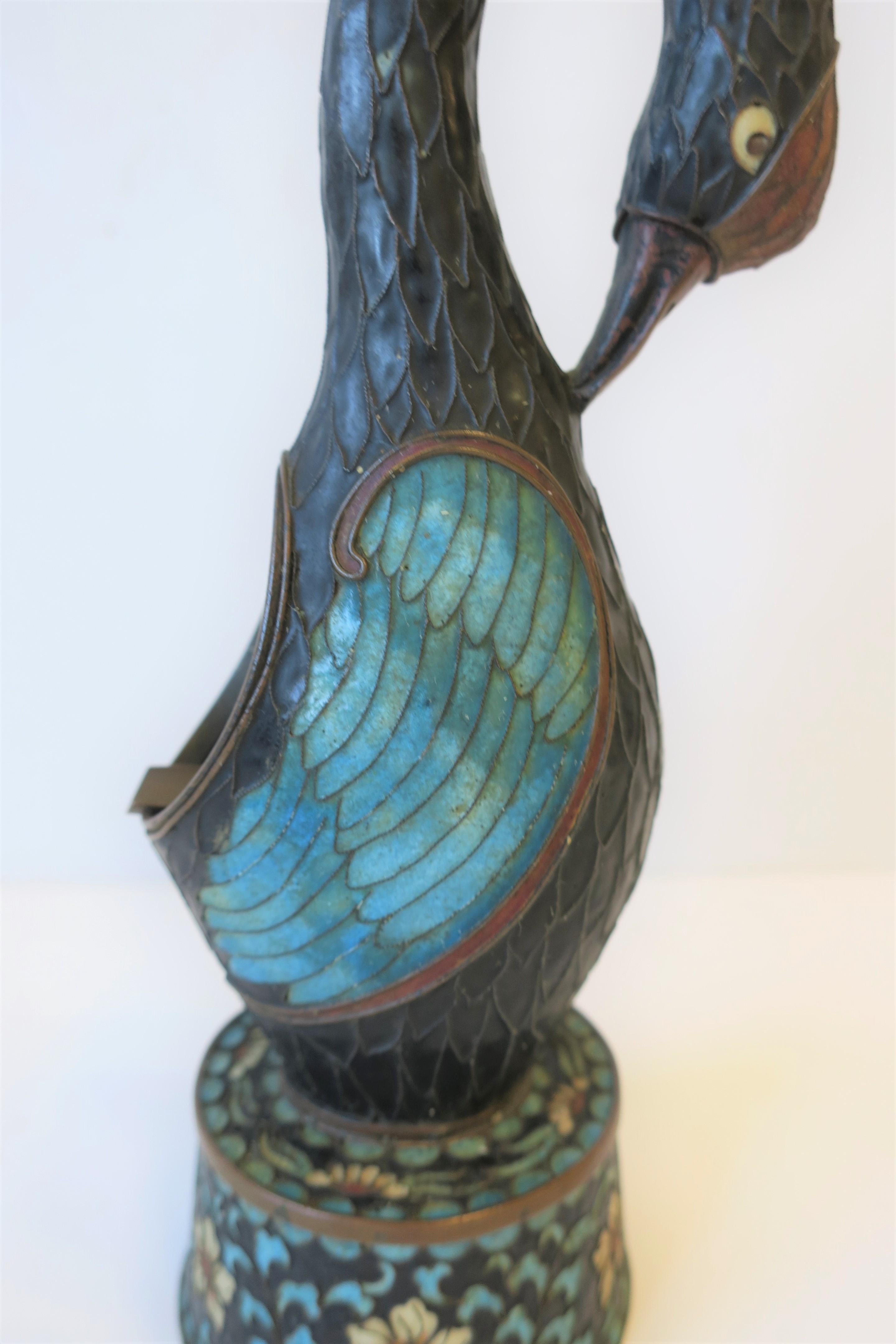 Art Deco Periode Champlevé Vogel Aschenbecher oder Skulptur im Angebot 1