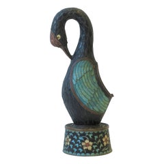 Vintage Art Deco Period Champlevé Bird Ashtray or Sculpture
