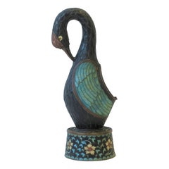 Cenicero o Escultura de Pájaro Champlevé de la Época Art Déco