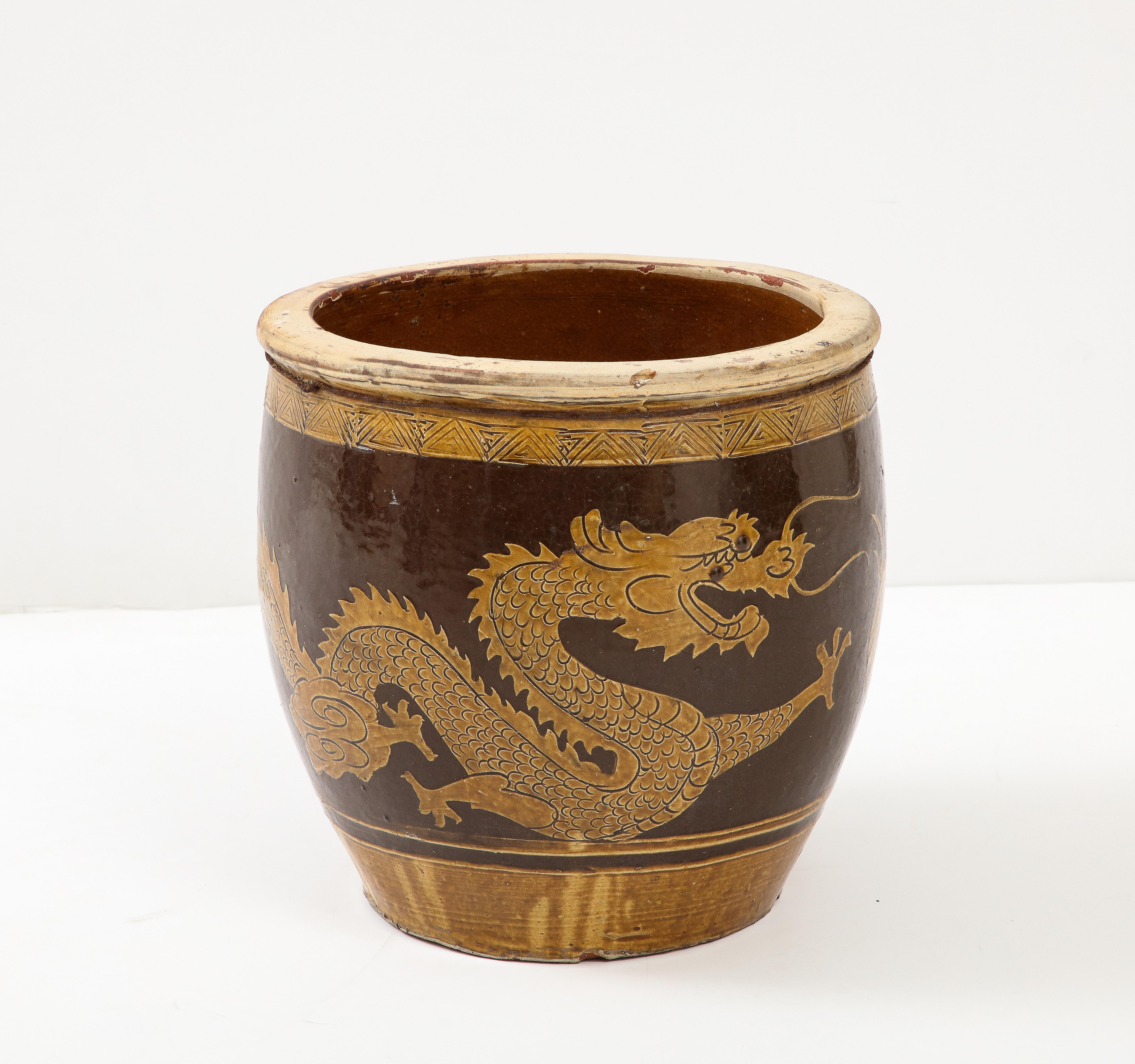 Hand-Crafted Chinese Art Deco Dragon Jardinere For Sale