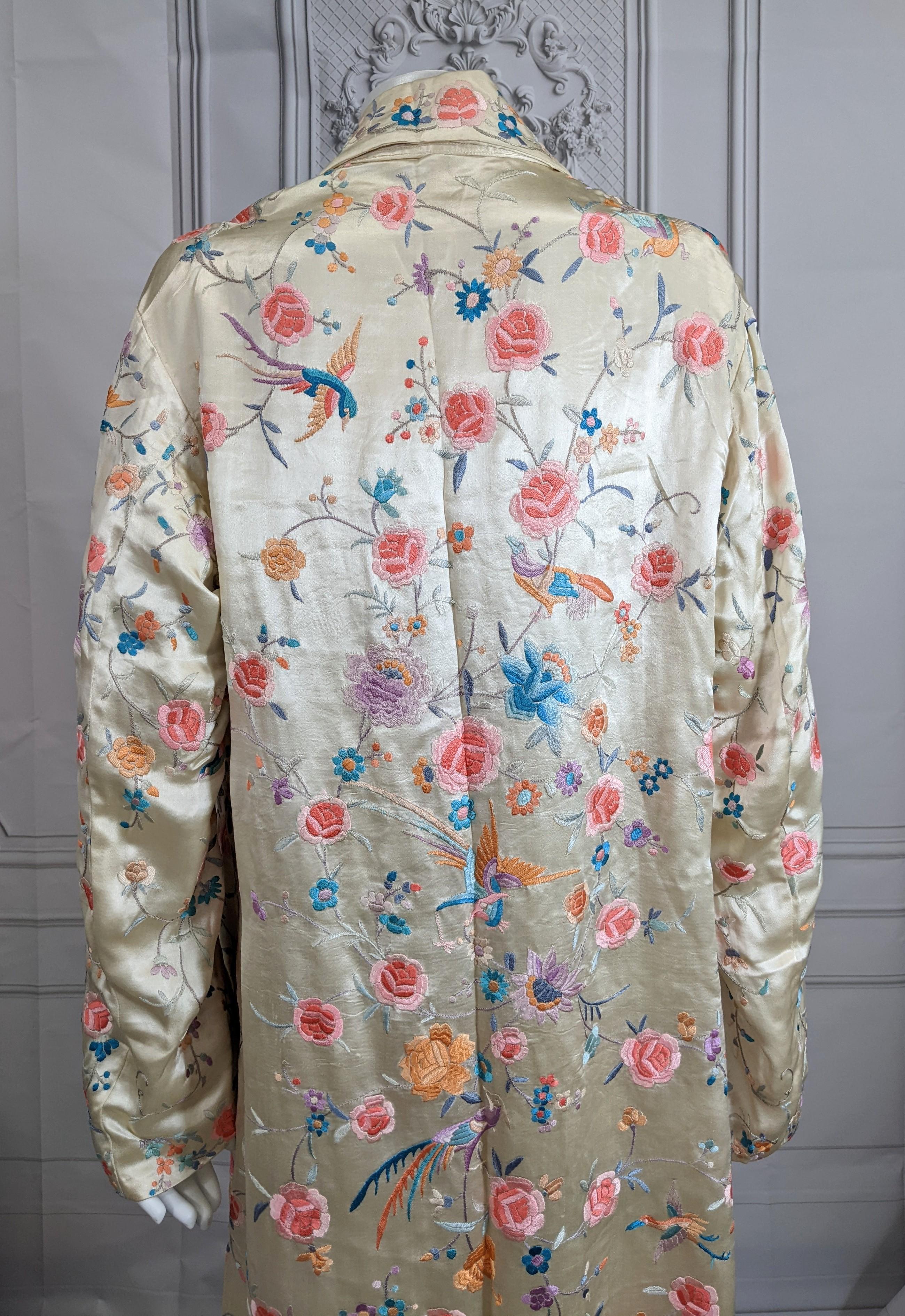 Chinese Art Deco Embroidered Peacock Coat For Sale 4