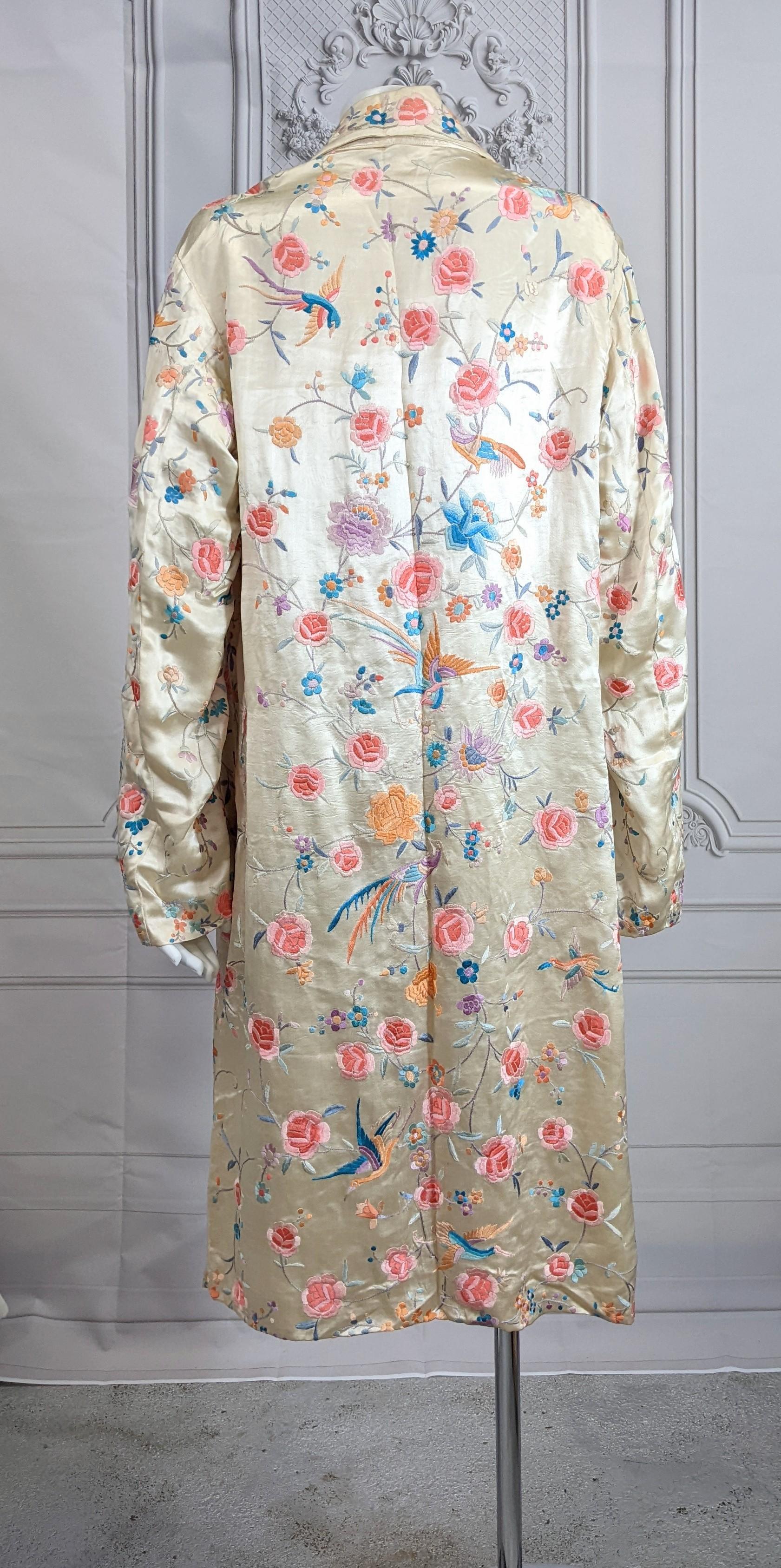 Chinese Art Deco Embroidered Peacock Coat For Sale 3