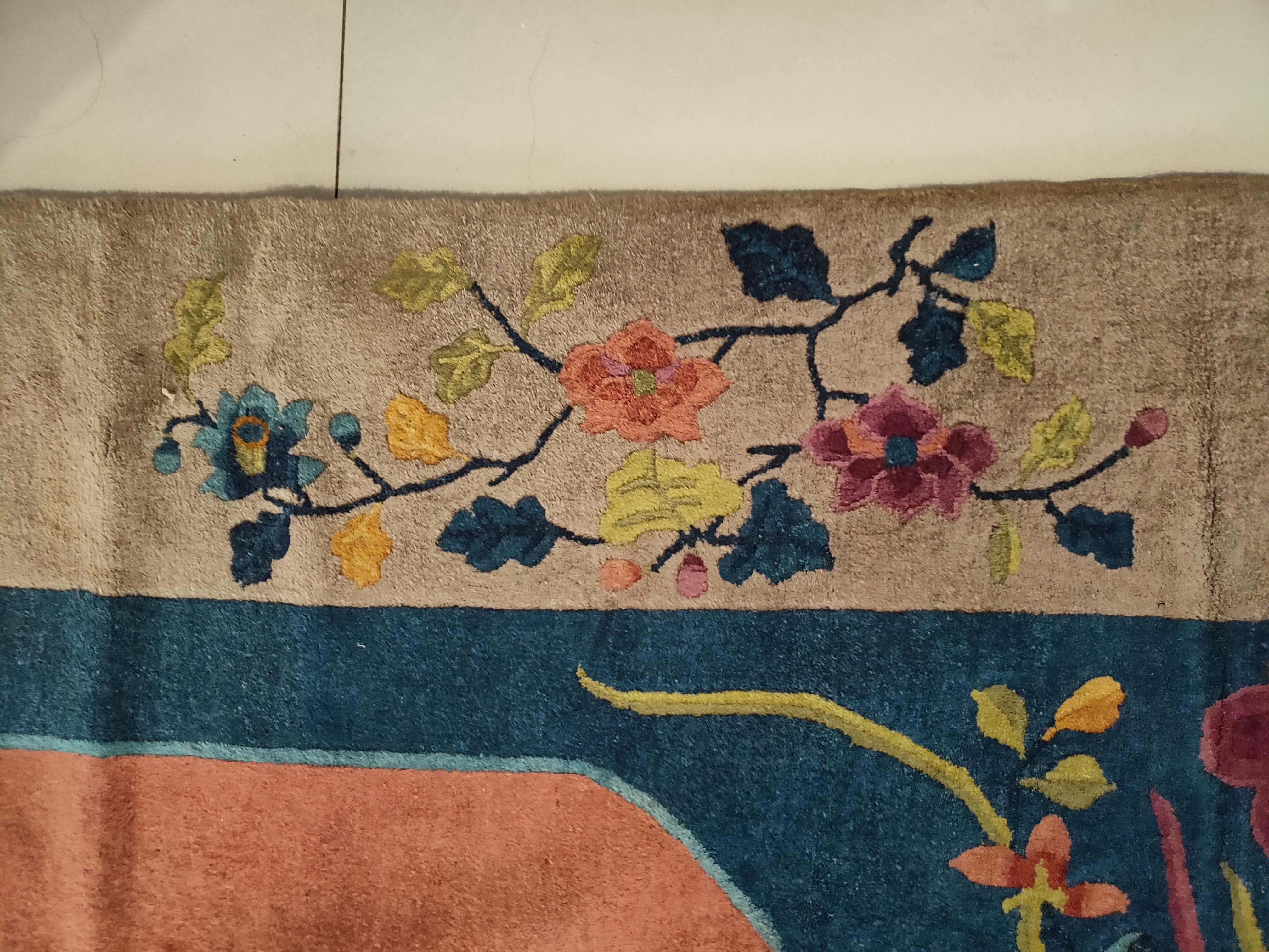 Noué à la main Tapis chinois Art Déco des années 1920 par Nichols Workshop ( 8'2