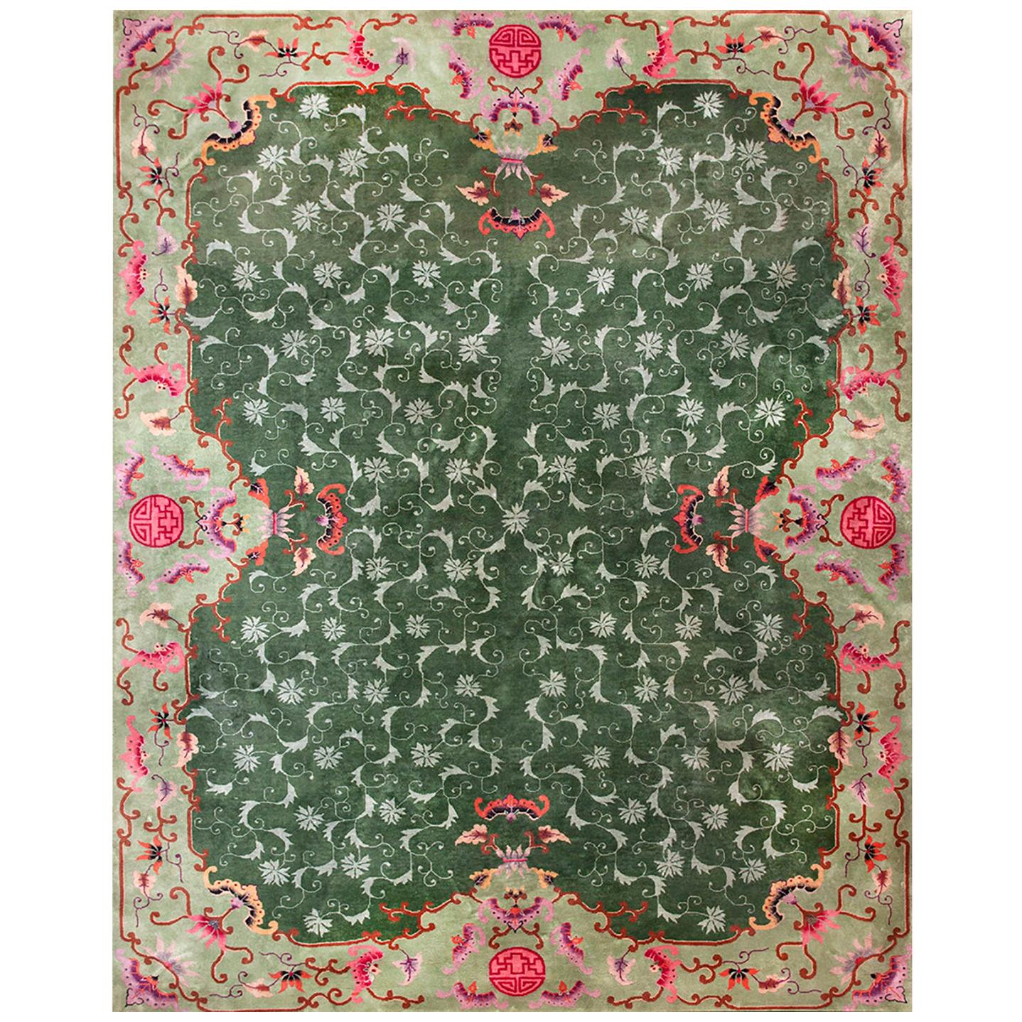 1920er Jahre Chinesischer Art Deco Teppich ( 9'2" x 11'6" - 280 x 350 ) im Angebot