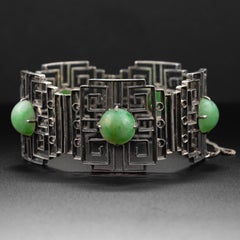Jade-Armband zertifiziert unbehandelt Chinesisches Art Deco
