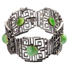 Jade Bracelet Certified Untreated Chinese Art Deco