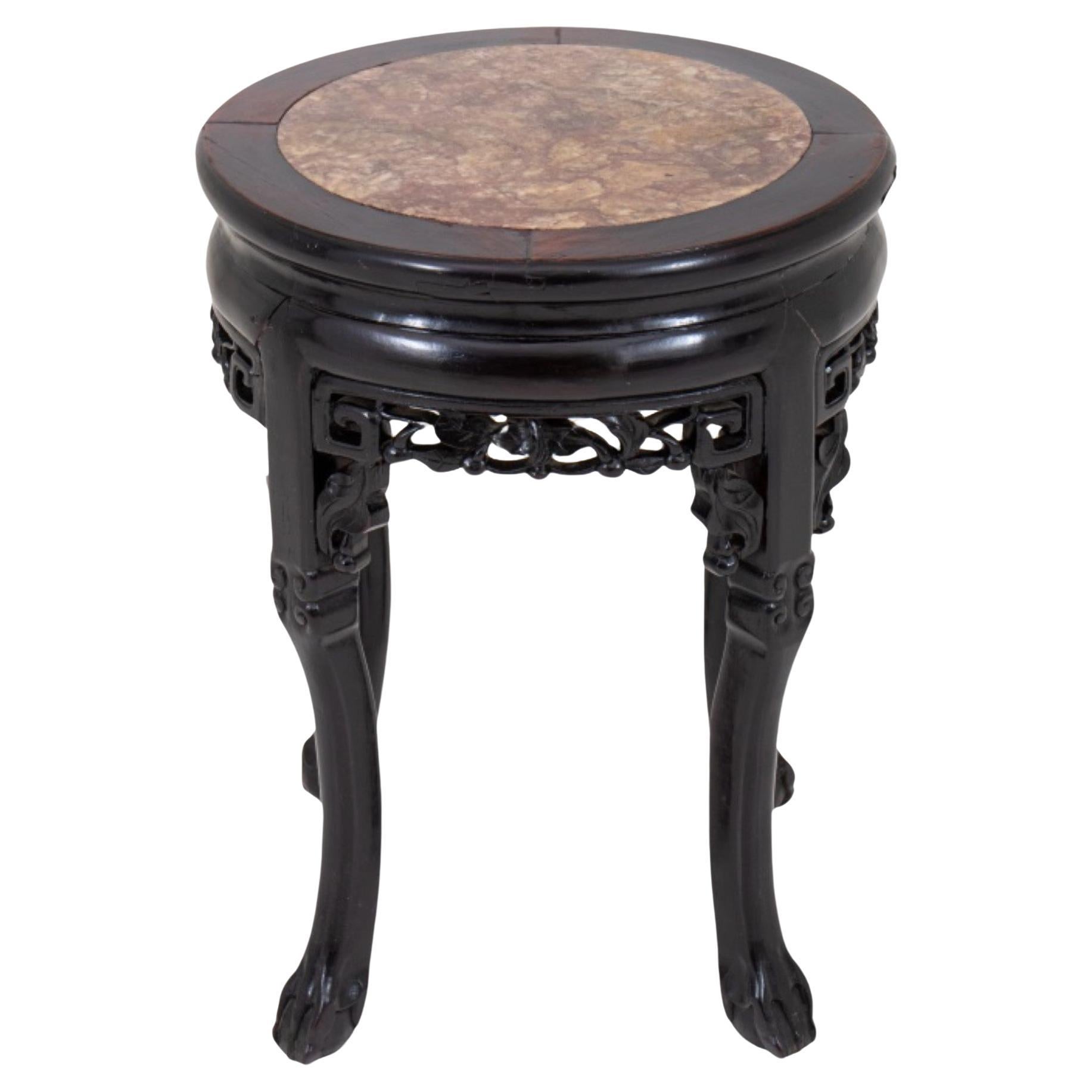 Chinese Art Deco Mahogany End Table / Plant Stand For Sale