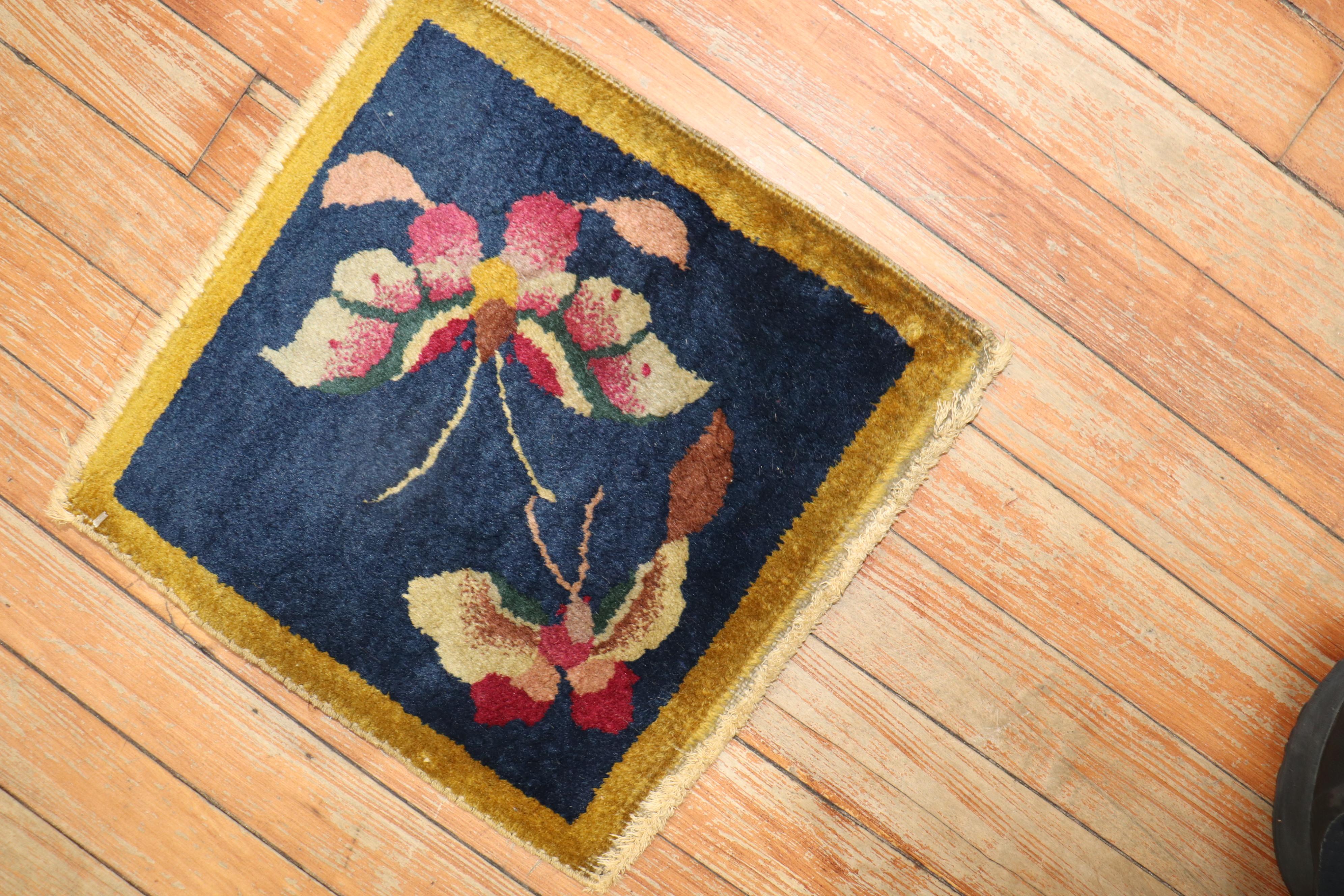 Chinoiserie  Chinese Art Deco Miniature Rug For Sale