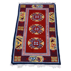 Chinese Art Deco Oriental Wool Rug with Butterflies, c1940