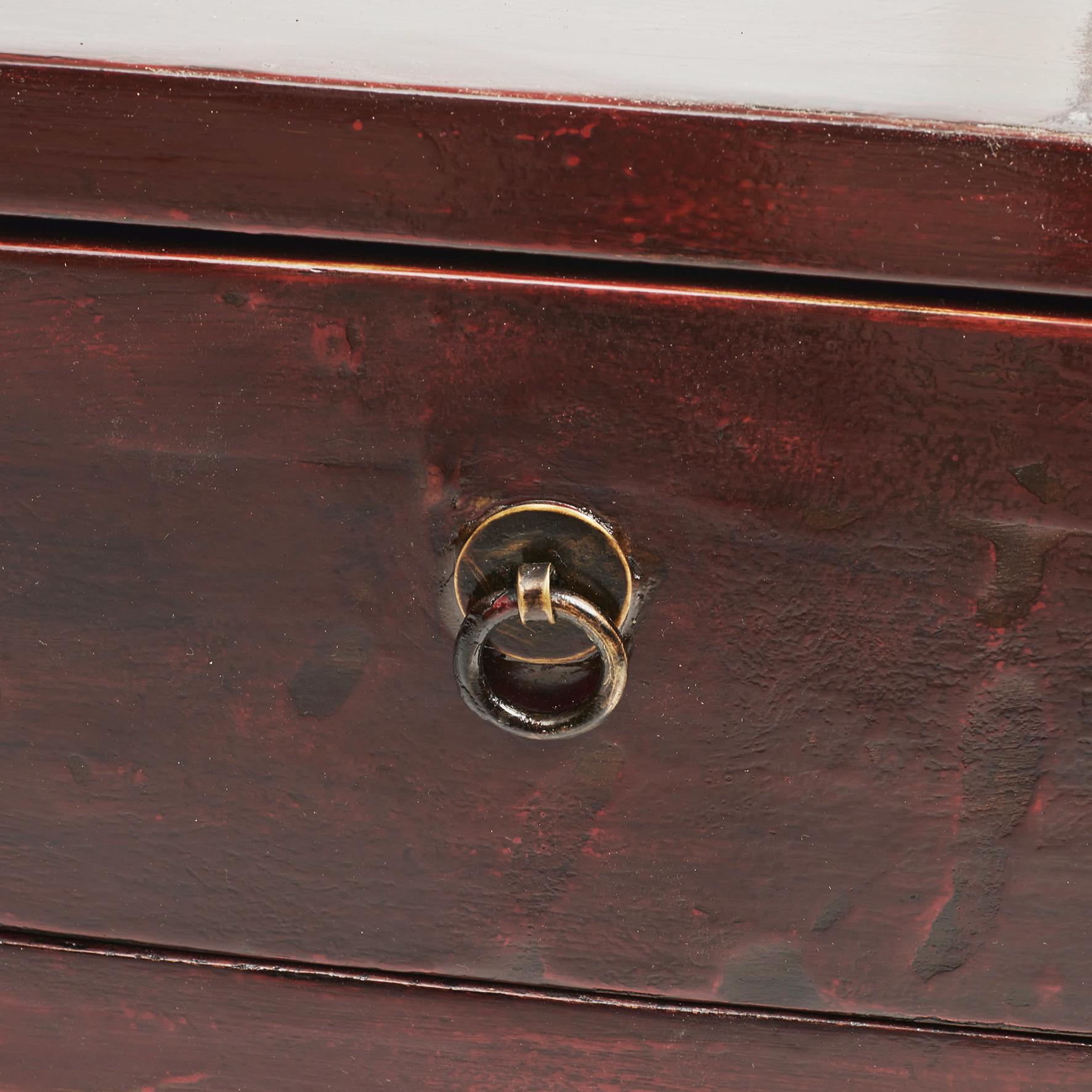 Walnut Chinese Art Deco Oxblood Lacquer Coffee Table