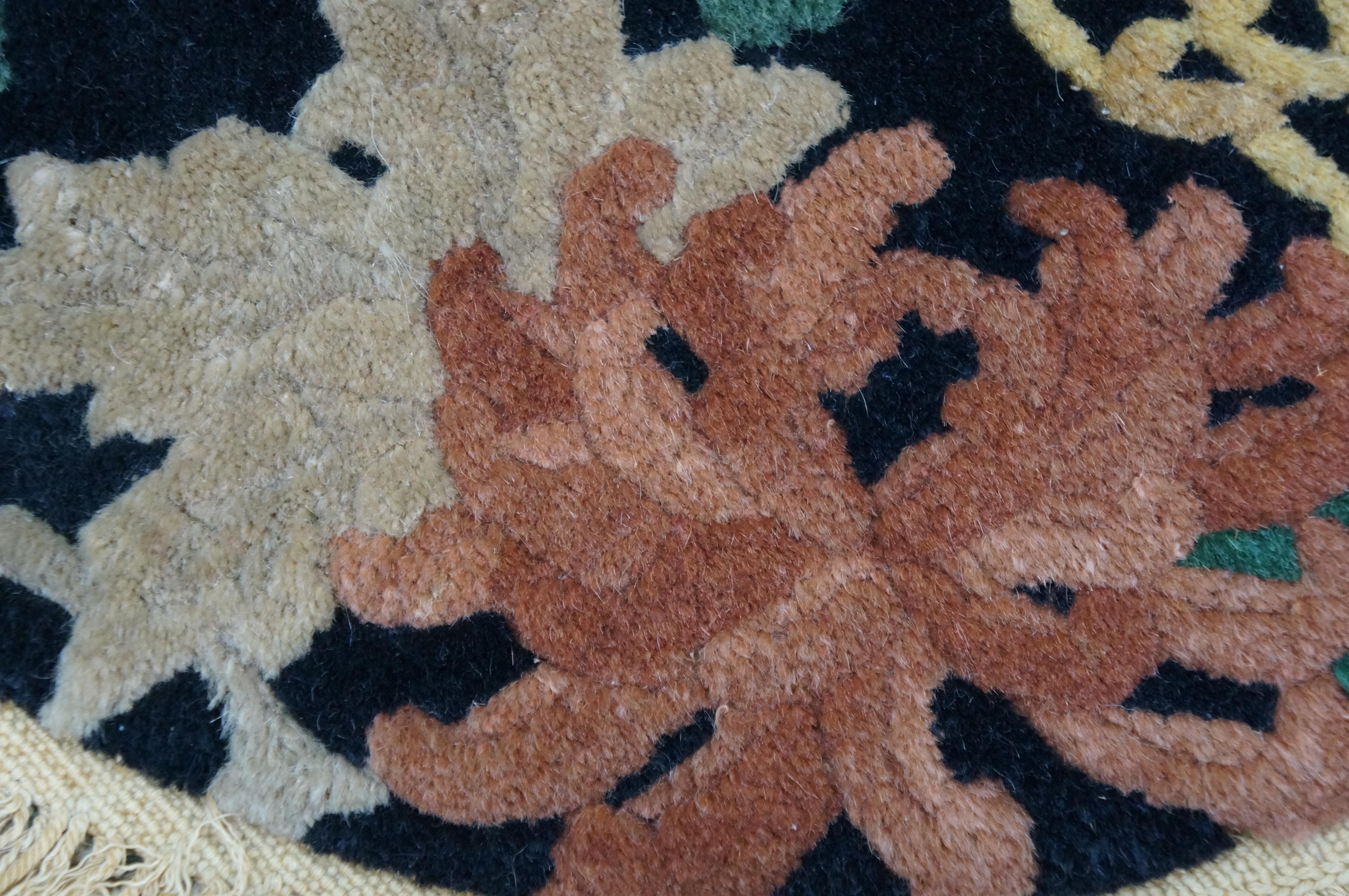 20ième siècle Tapis chinois Art Déco Pékin Fette tissé à la main floral chrysanthème Tapis Mat 20
