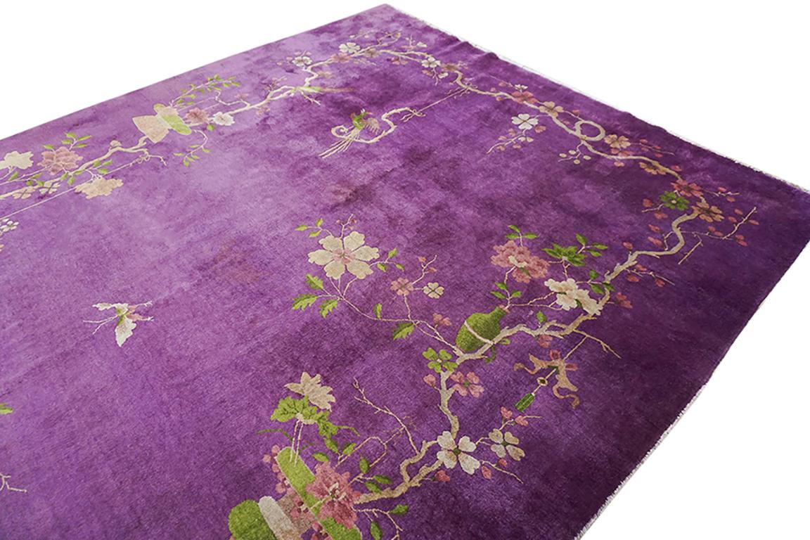 Alfombra Art Decó china 2,8 m x 3,8 m Anudado a mano en venta