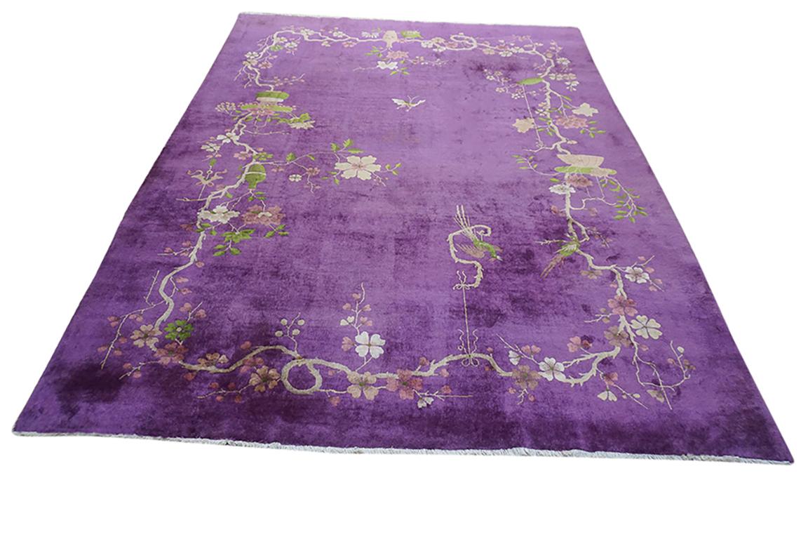 Alfombra Art Decó china 2,8 m x 3,8 m Lana en venta