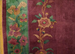 Charming Fuchsia Color with Special Florid Design Antique Chinese Art Deco Rug