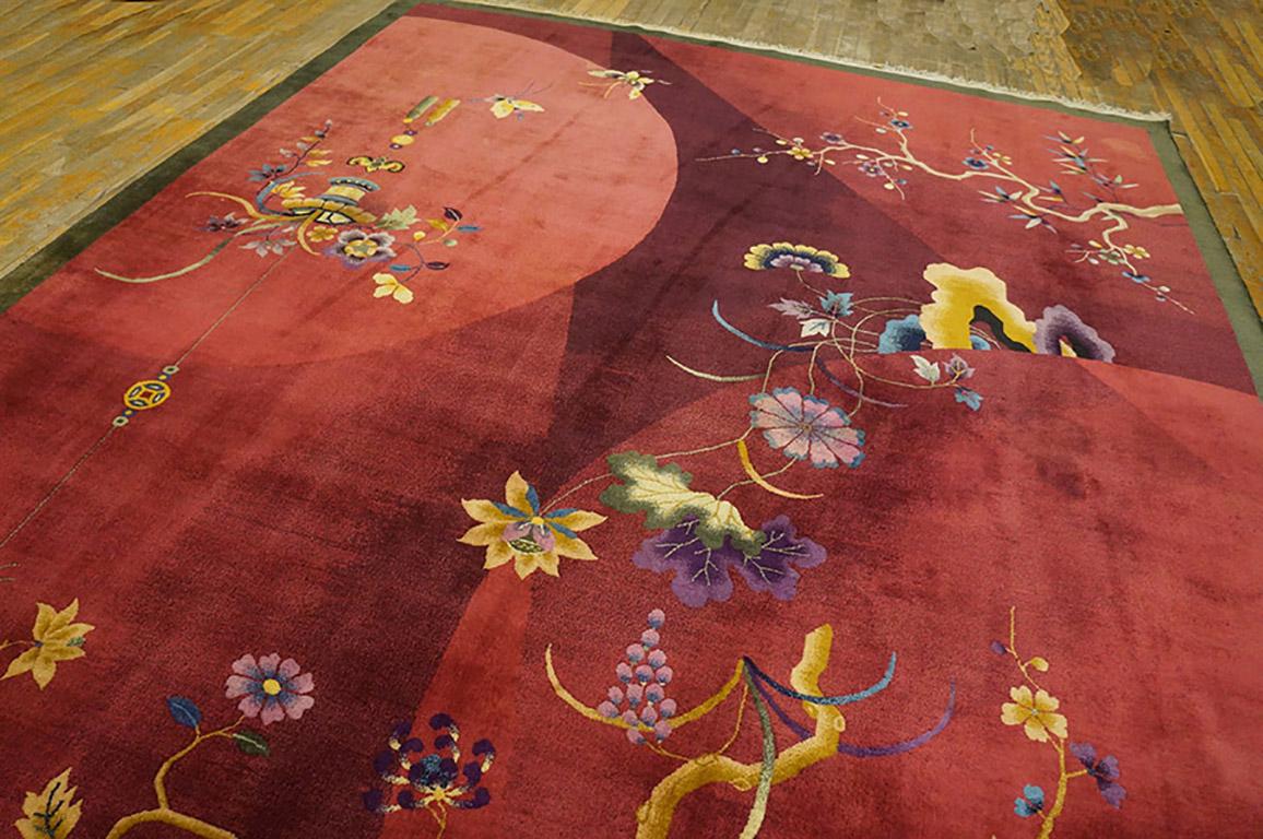 Wool 1920s Chinese Art Deco Carpet by Nichols Workshop ( 9' x 11'6