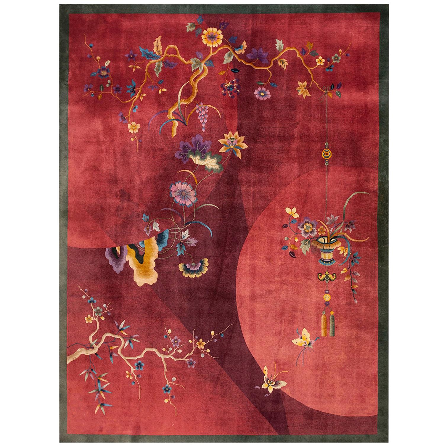 1920s Chinese Art Deco Carpet by Nichols Workshop ( 9' x 11'6" - 275 x 350 ) For Sale