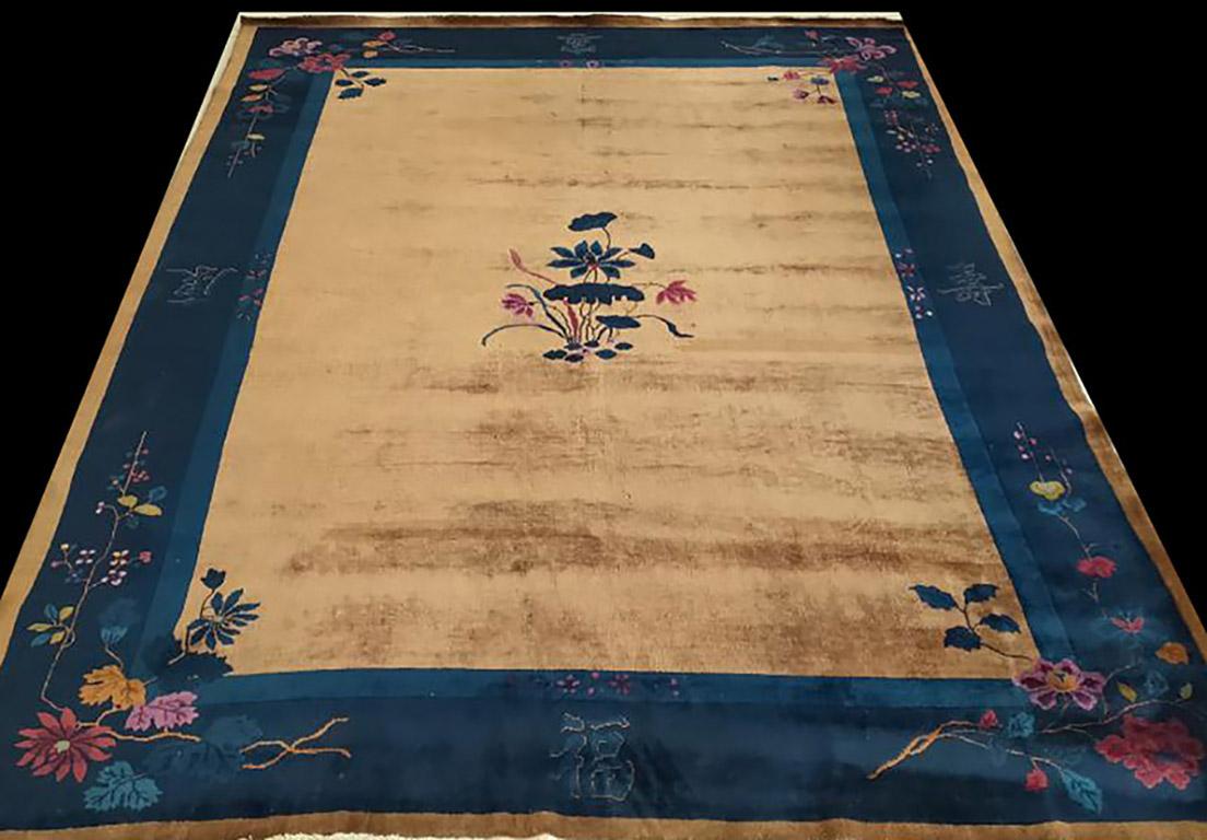 Hand-Knotted Antique Chinese Art Deco Rug 9' 0