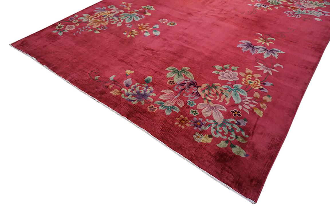 Chinese - Art Deco Rug 9'x11' In Good Condition For Sale In New York, NY