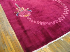 1920s Antique Chinese Art Deco Hand Knotted Rug 8'10" x 11'6"