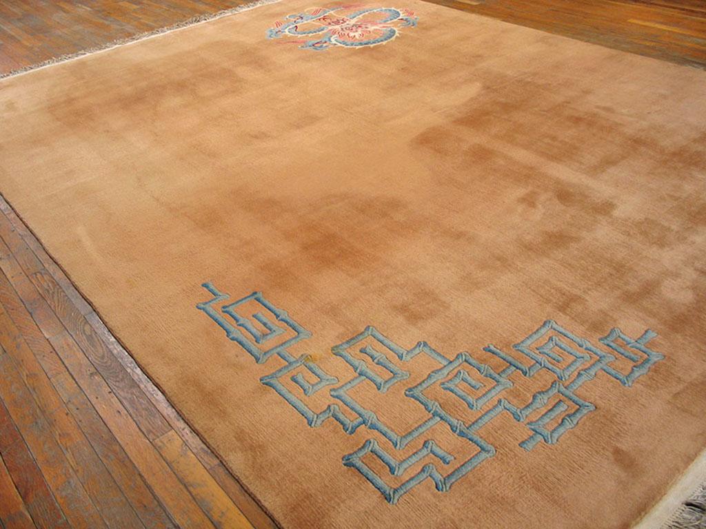 Hand-Knotted Chinese Art Deco Carpet