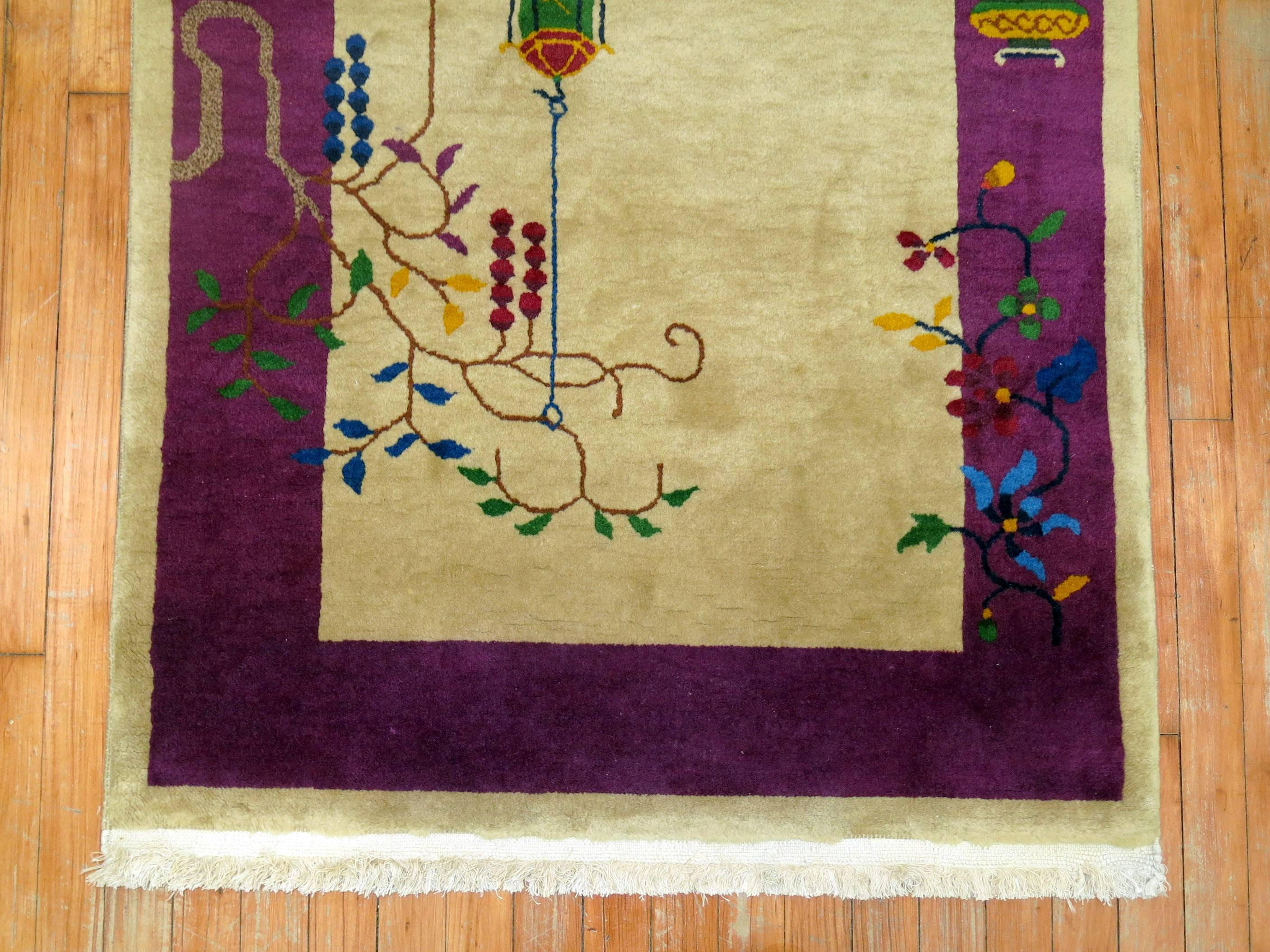 Hand-Woven Chinese Art Deco Rug