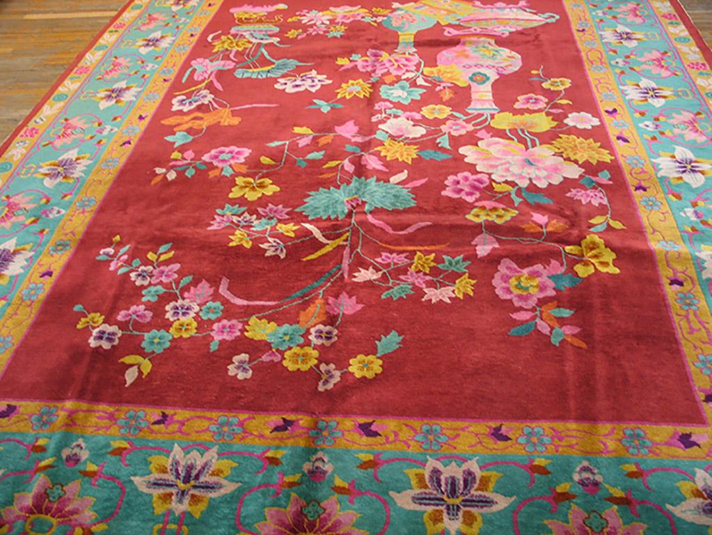 Hand-Knotted Antique Chinese Art Deco Rug 8'8