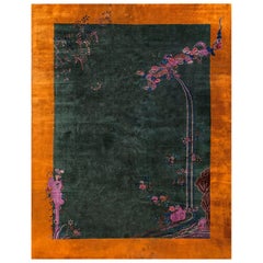 Tapis chinois Art Déco des années 1920 ( 9' x 11'8" - 275 x 355 )
