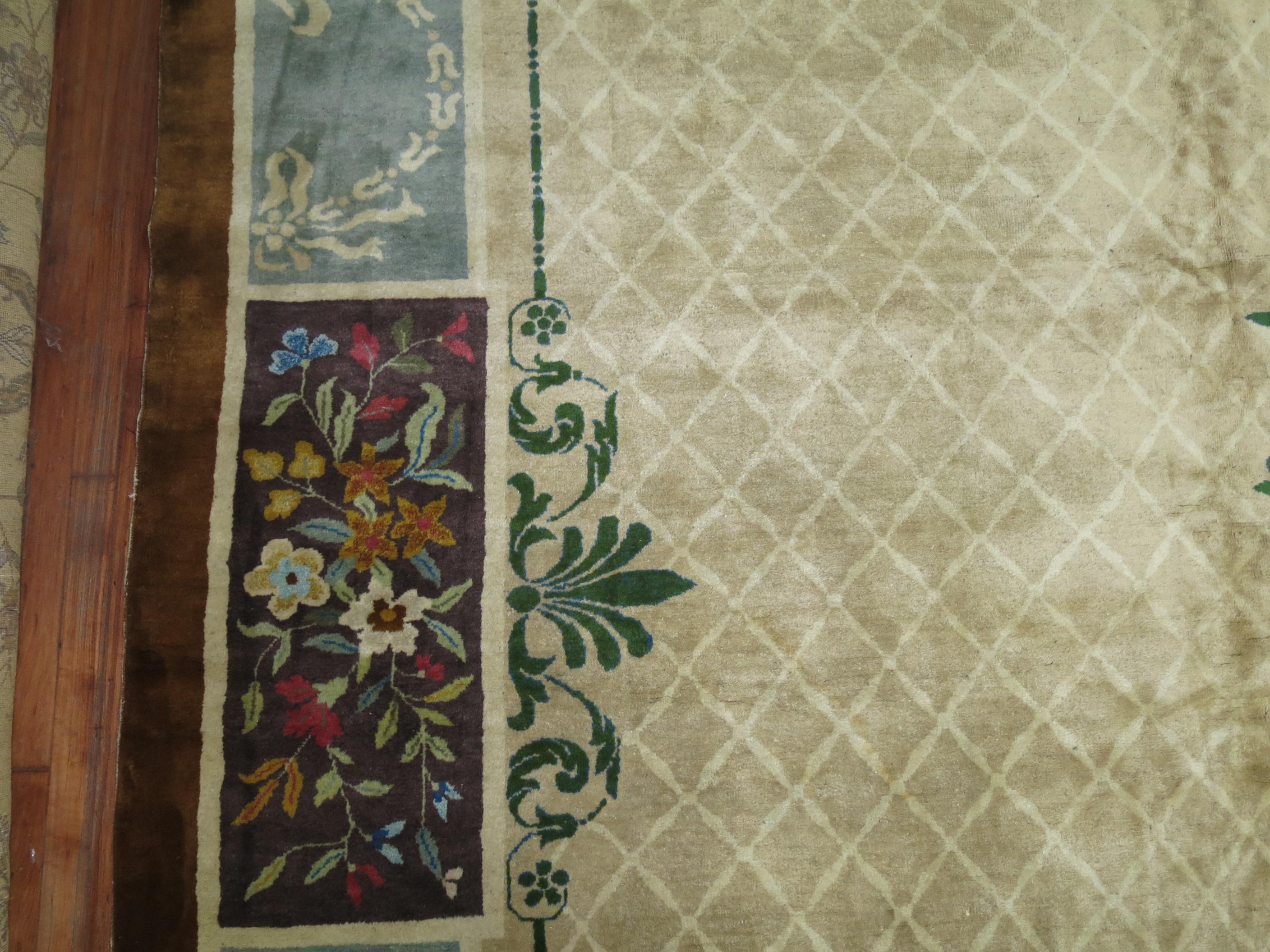 Chinese Art Deco Rug Influenced by 18th Century European Architecture ...