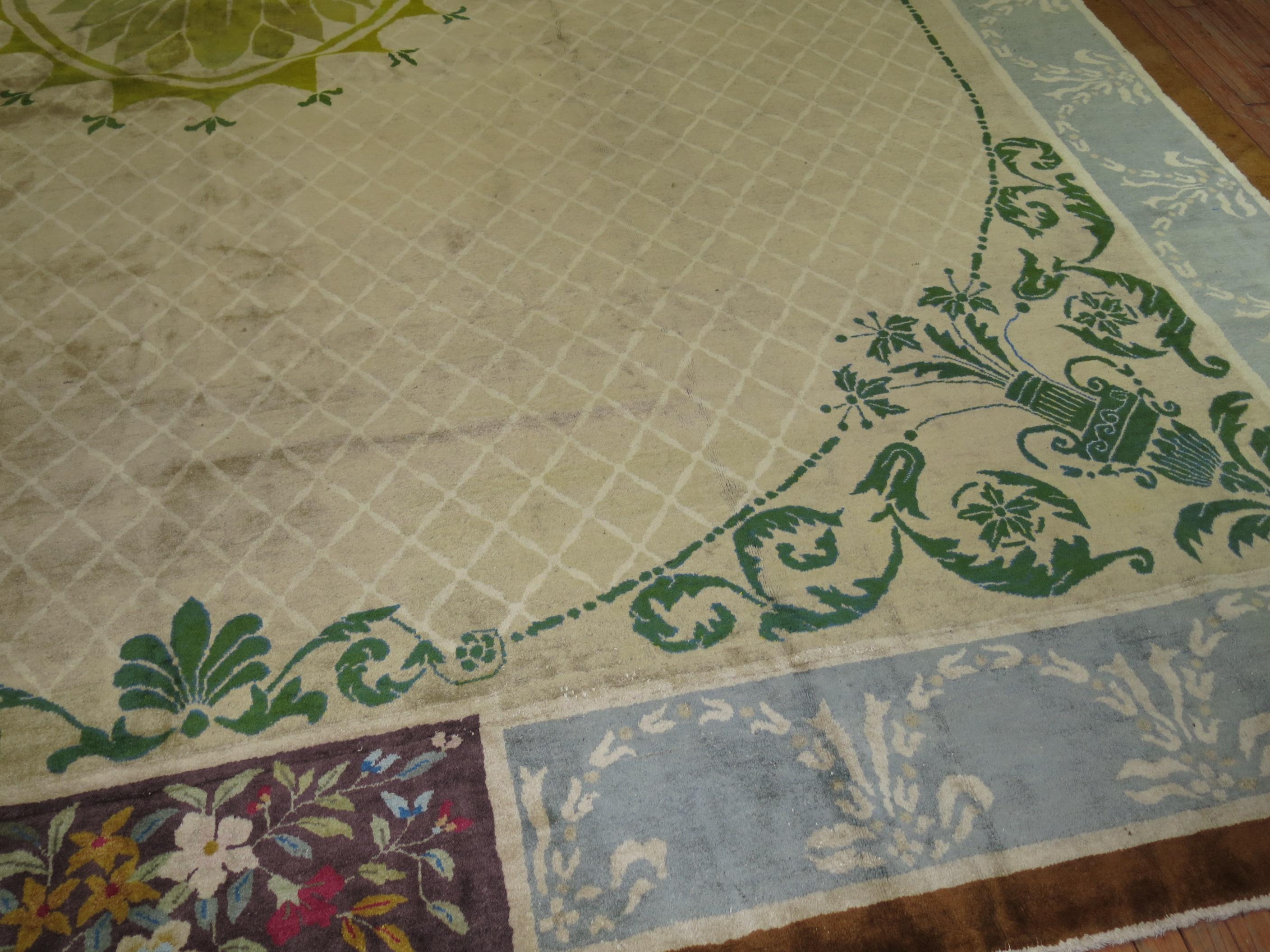 Chinese Art Deco Rug Influenced by 18th Century European Architecture ...