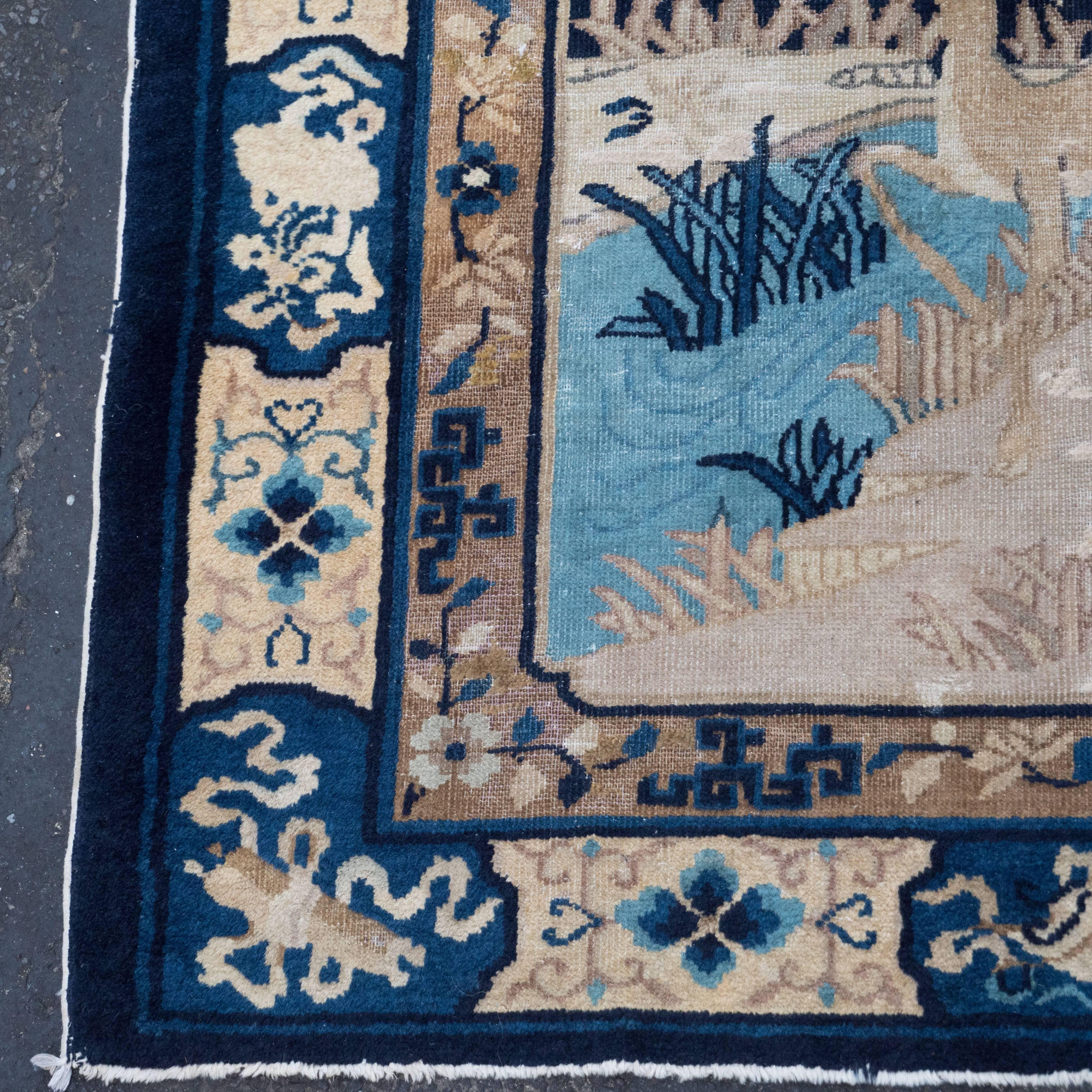 blue art deco rug