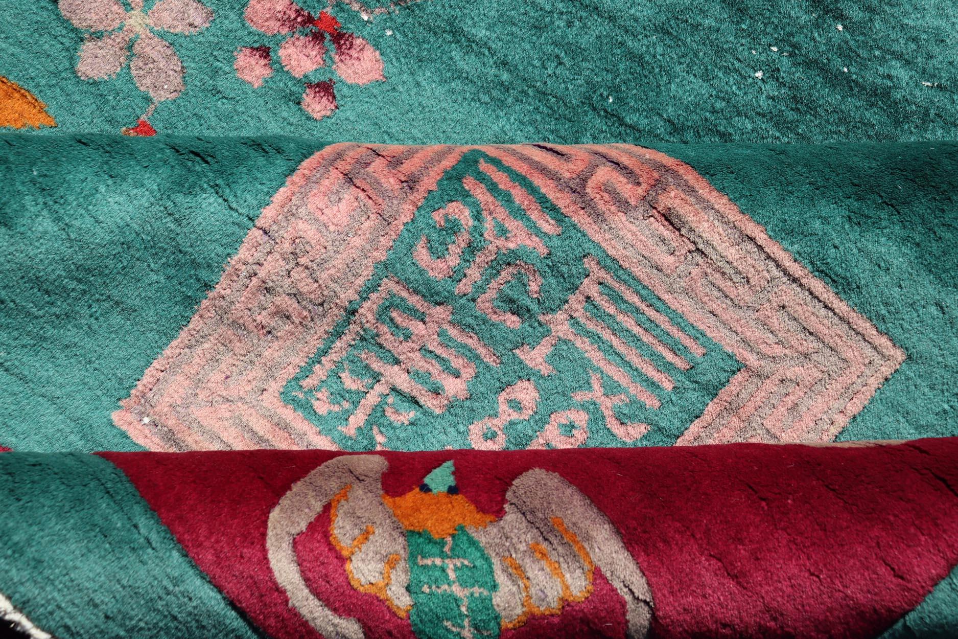 Chinesische Art Deco Teppich mit großen Vining Blume 9'6
