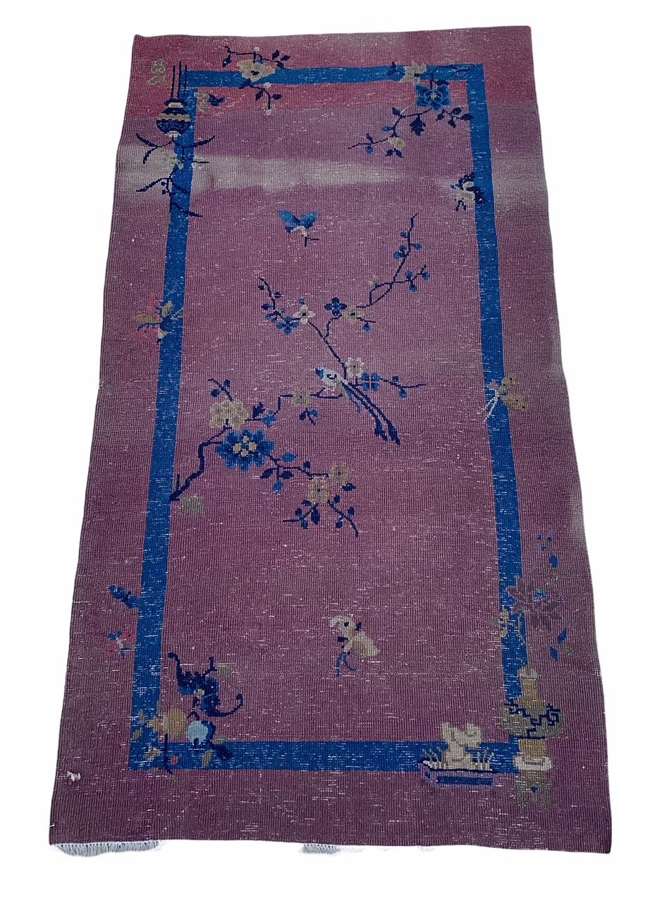 Early 20th Century Chinese Art Deco Scatter Rug, circa 1920 For Sale