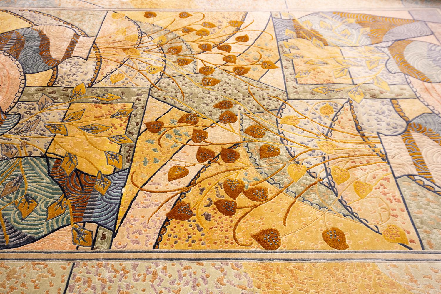 Alfombra de seda china Art Déco Finales del siglo XX Anudado a mano en venta