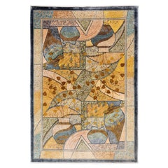 Retro Chinese Art Deco Silk Rug Late 20th Century