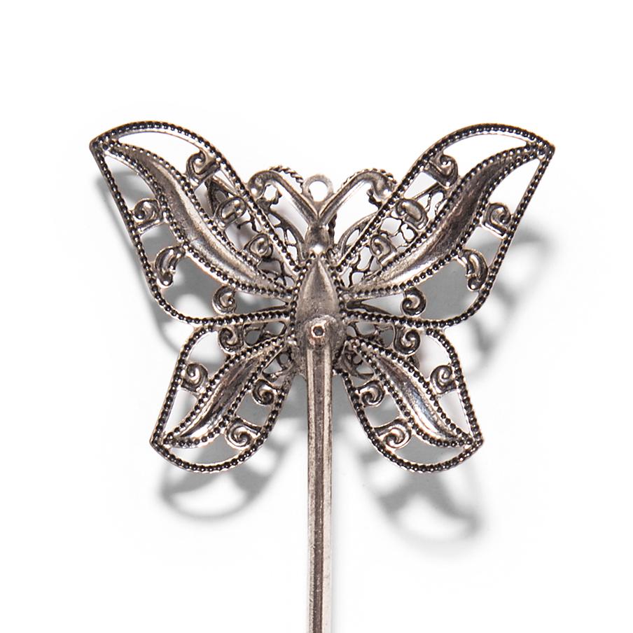 Early 20th Century Chinese Art Deco Silver Butterfly Hairpin