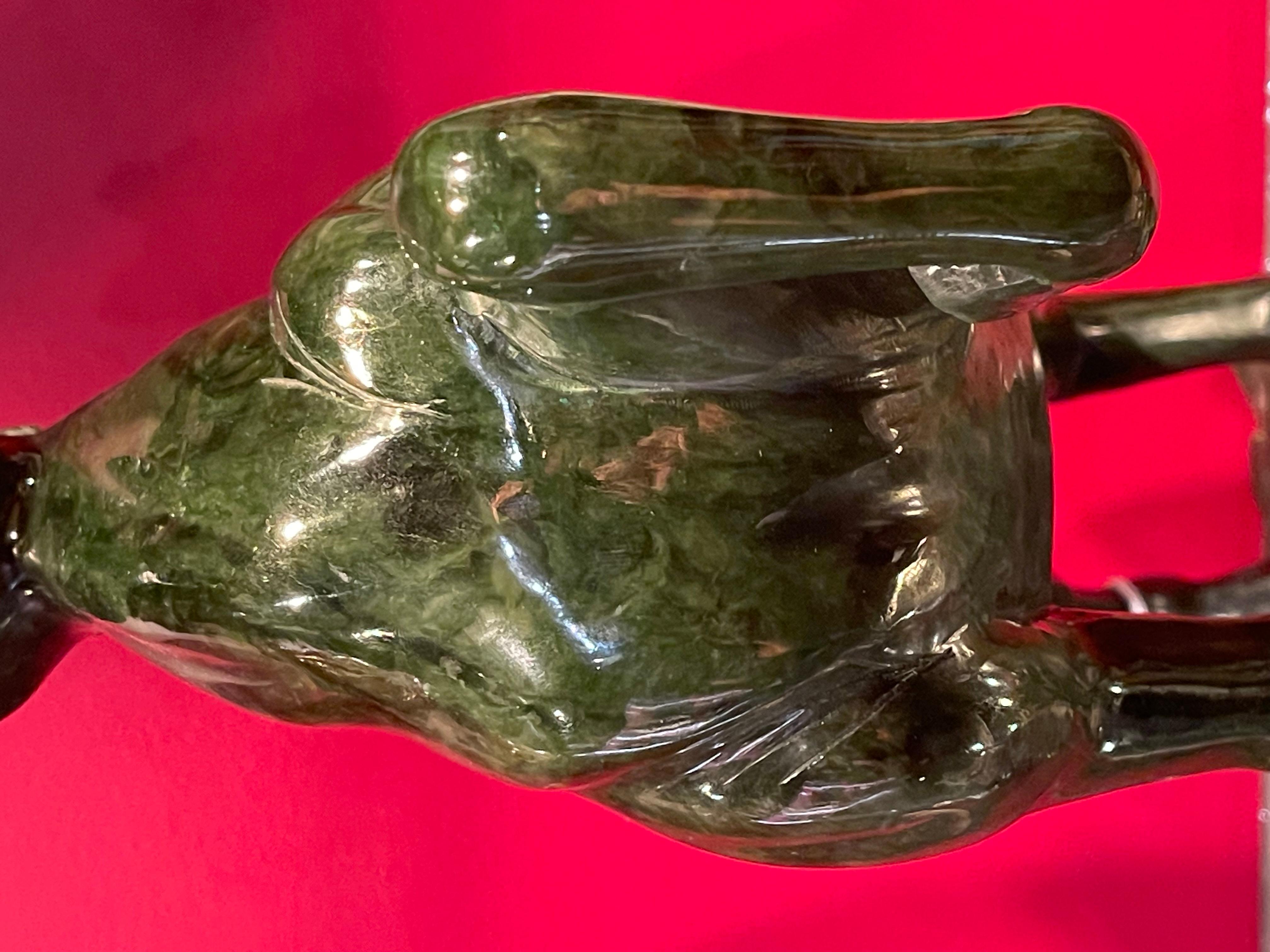 Chinese Art Deco Spinach-Green Jade Horse, Ca. 1920 In Good Condition For Sale In New York, NY