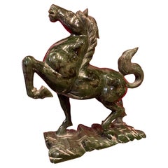 Chinese Art Deco Spinach-Green Jade Horse, Ca. 1920