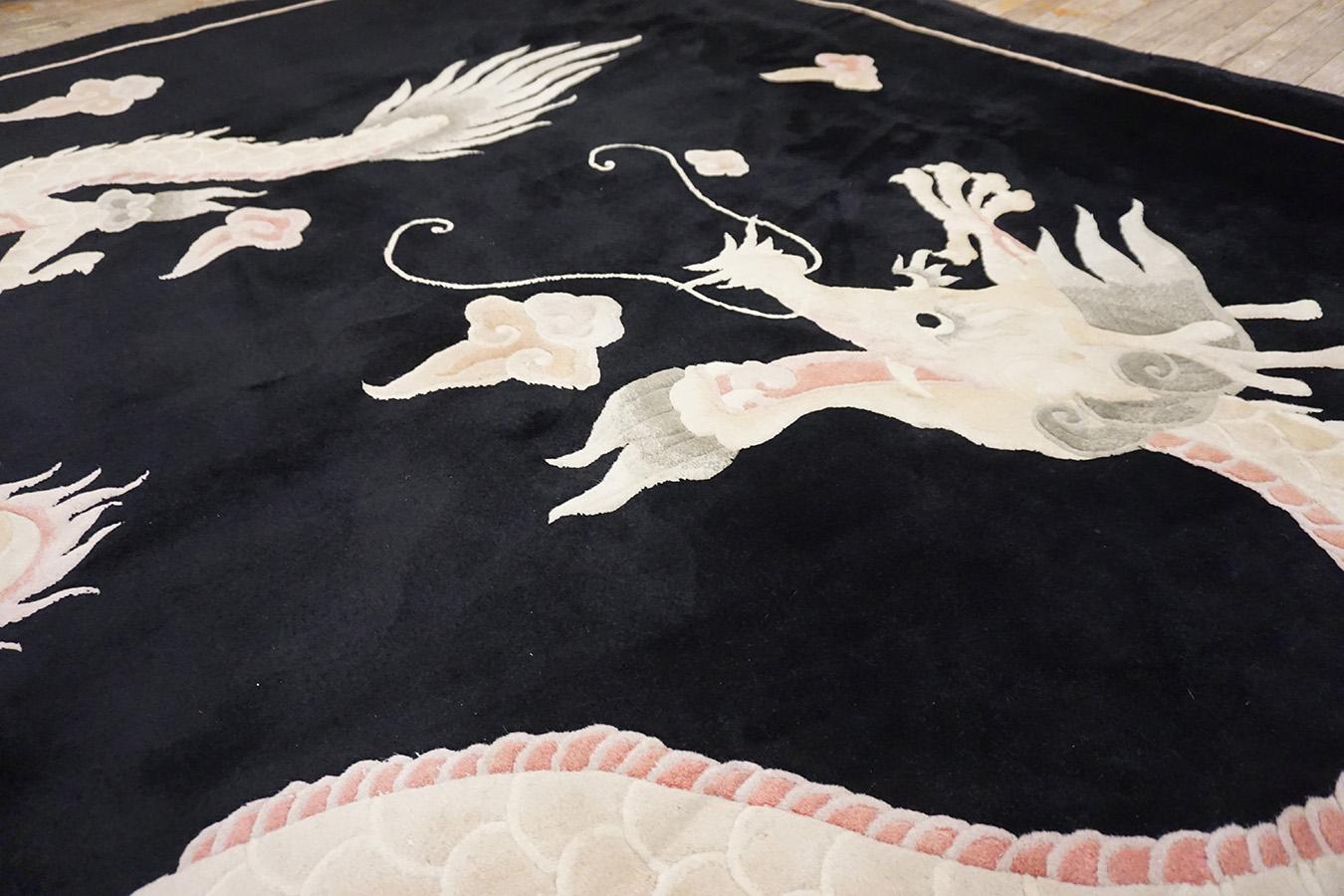 Chinese Art Deco Style Carpet with Dragons ( 9'x 12' - 275 x 365 ) en vente 2