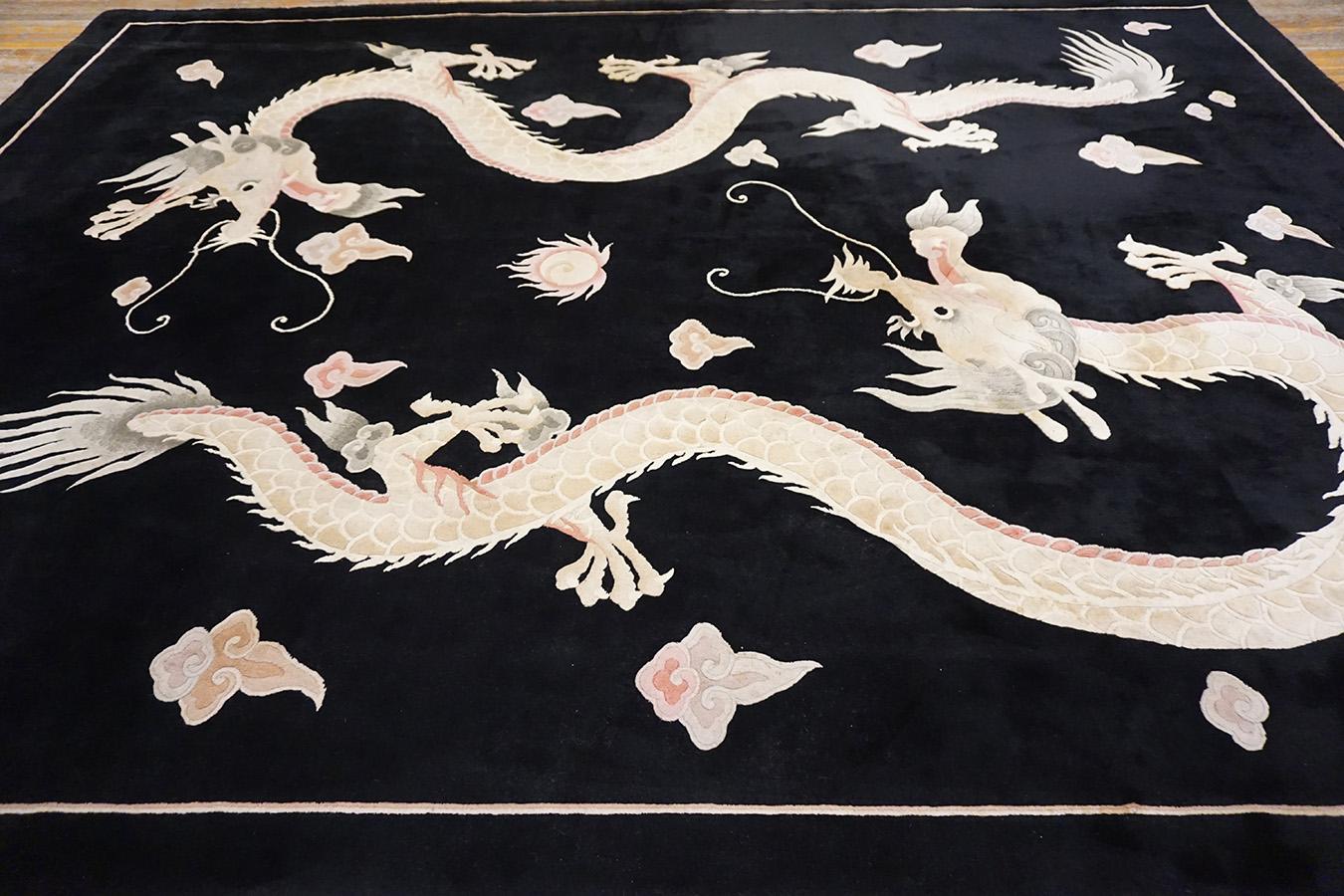 Chinese Art Deco Style Carpet with Dragons ( 9'x 12' - 275 x 365 ) en vente 5