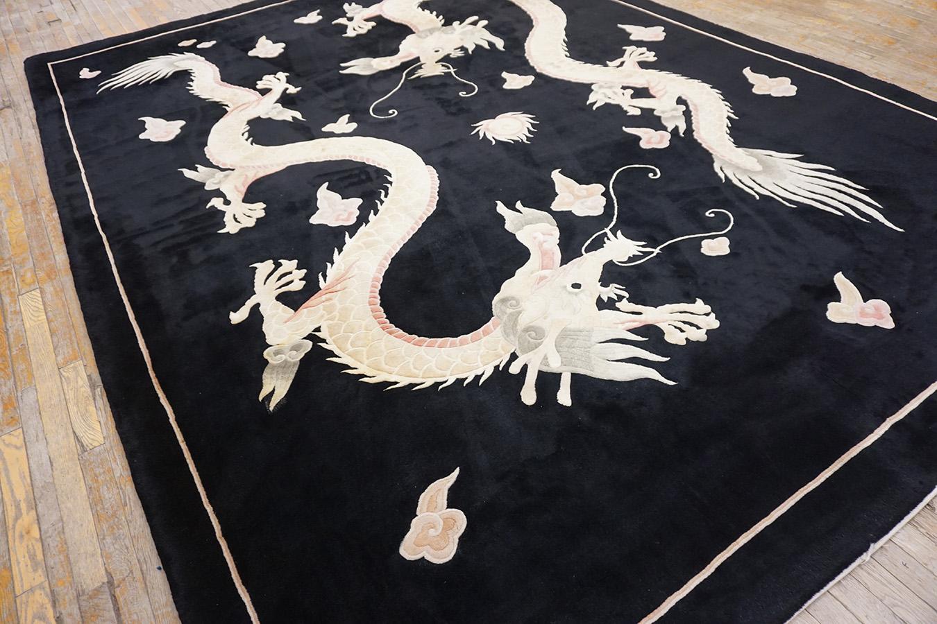 Chinese Art Deco Style Carpet with Dragons ( 9'x 12' - 275 x 365 ) en vente 6