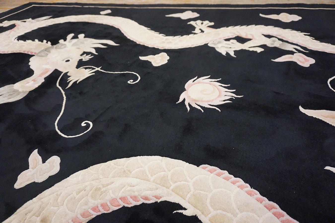 Chinese Art Deco Style Carpet with Dragons ( 9'x 12' - 275 x 365 ) en vente 7