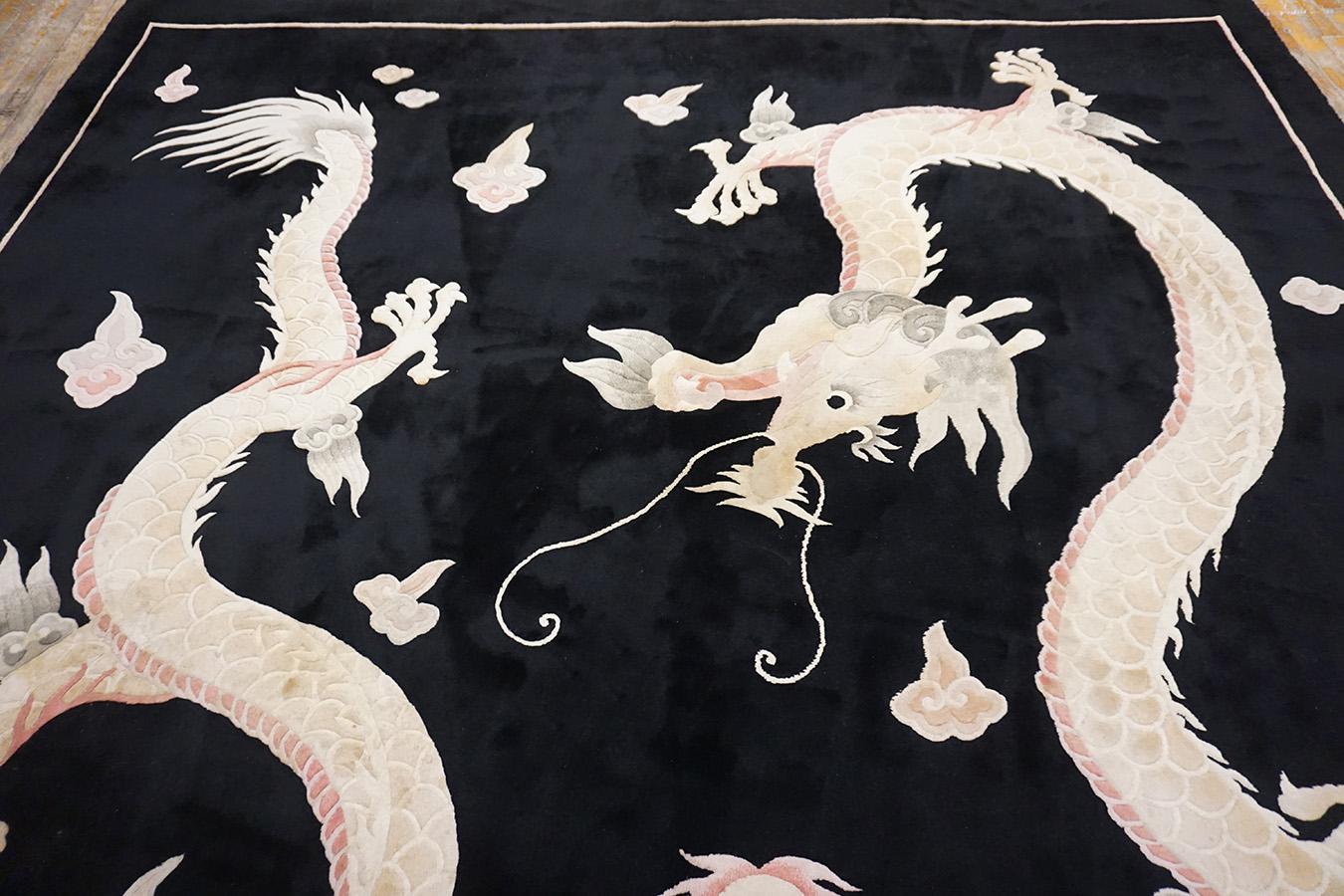 Chinese Art Deco Style Carpet with Dragons ( 9'x 12' - 275 x 365 ) en vente 9