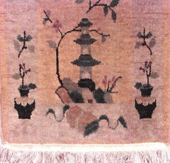 Tapis chinois en laine dorée de style Art déco