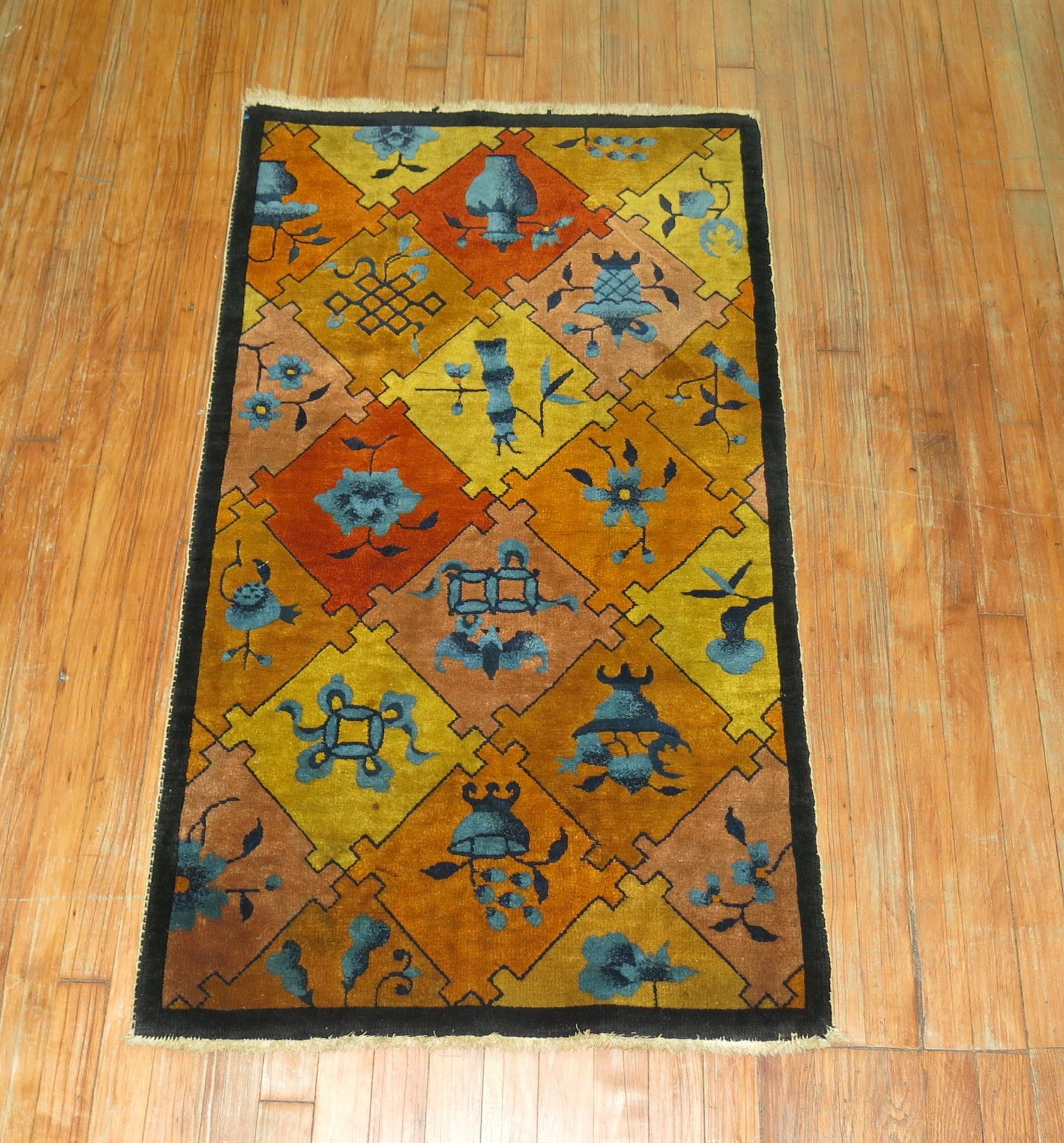 Chinese Art Deco Throw Rug In Excellent Condition In New York, NY
