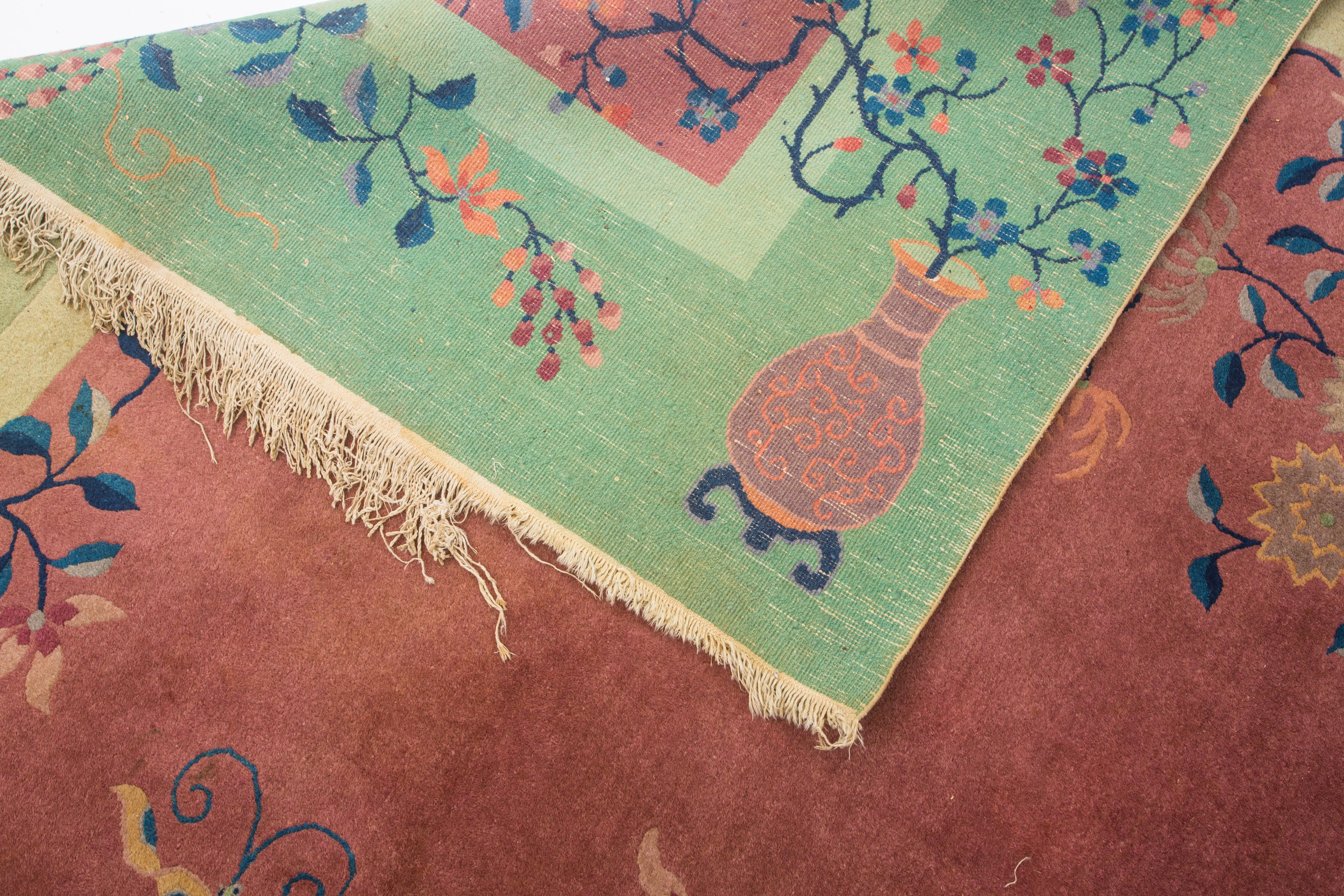 Chinese Art Deco, Soft Pastel Antique Carpet For Sale 1