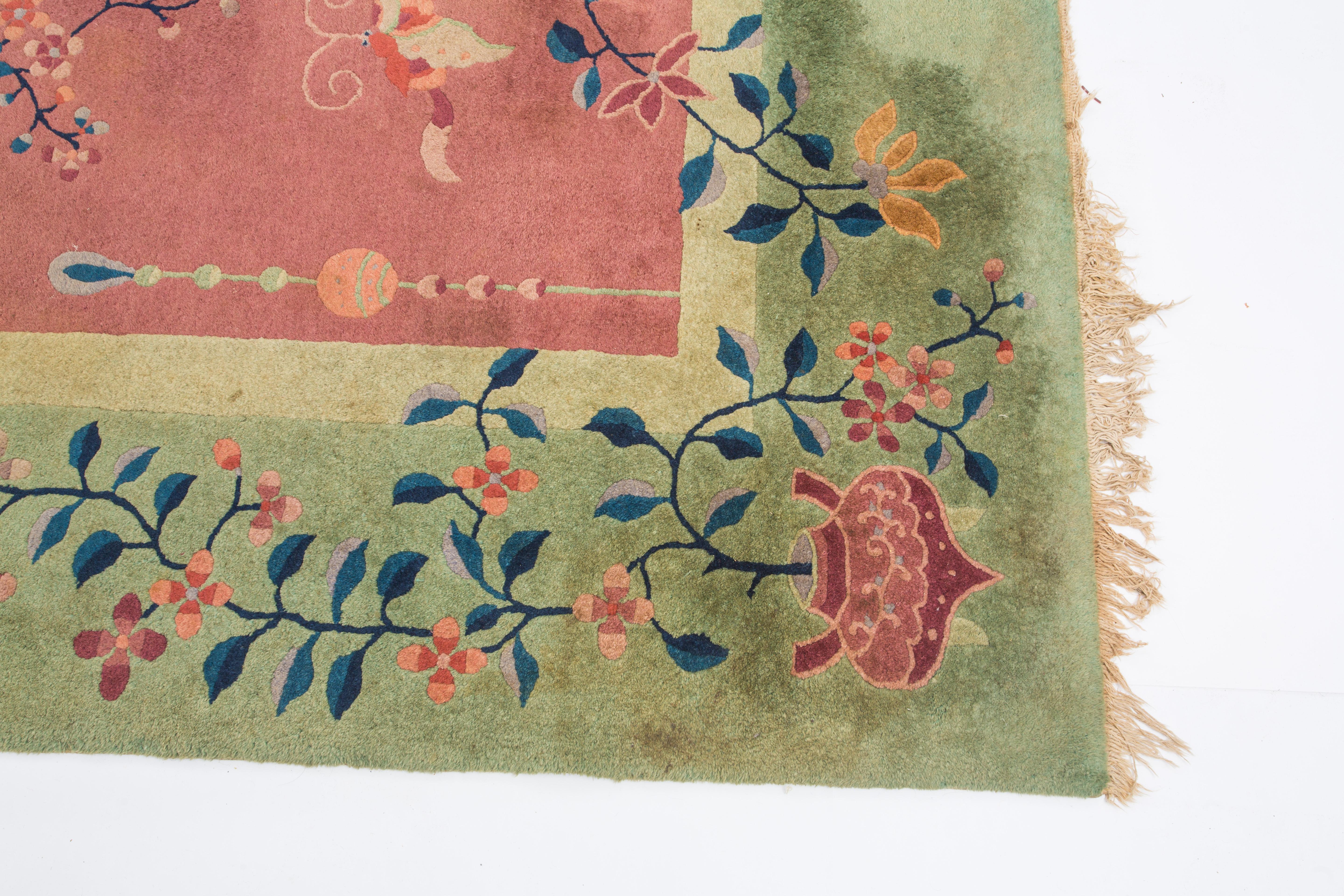 Chinese Art Deco, Soft Pastel Antique Carpet For Sale 2