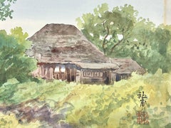 Antique Impressionist Signed Painting Lady by Lake in Landscape