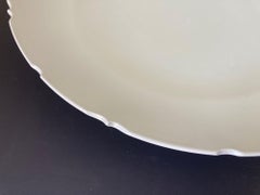 Chinese Asian White Ceramic Platter Bowl Scalloped Rim Huge Heavy 24 in. D.
