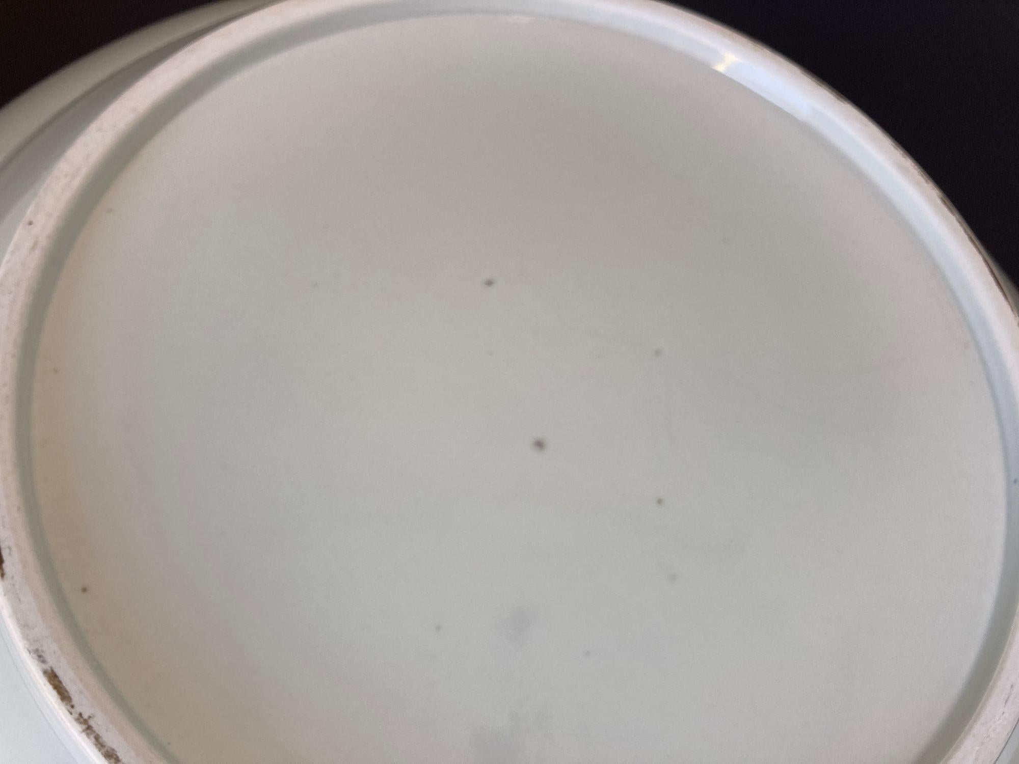 Chinese Asian White Ceramic Platter Bowl Scalloped Rim Huge Heavy 24 in. D. For Sale 1