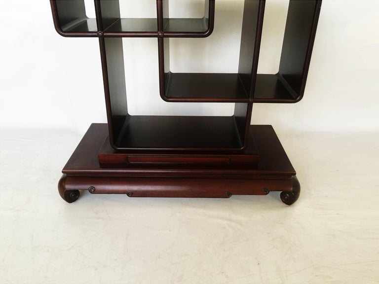 Chinese Asymmetrical Zitan Wood Collector's Shelf/Room Divider  In Good Condition For Sale In Dallas, TX